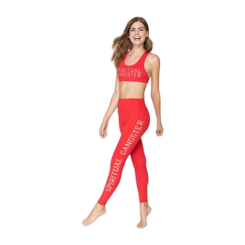 Spiritual Gangster Leggings Extra Small Red Athletic Compression Pants Womens S